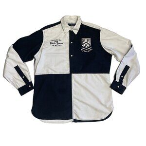 Ralph Lauren Shirt Large Colorblock Popover 1/2-Button Crest Embroidered Quilted